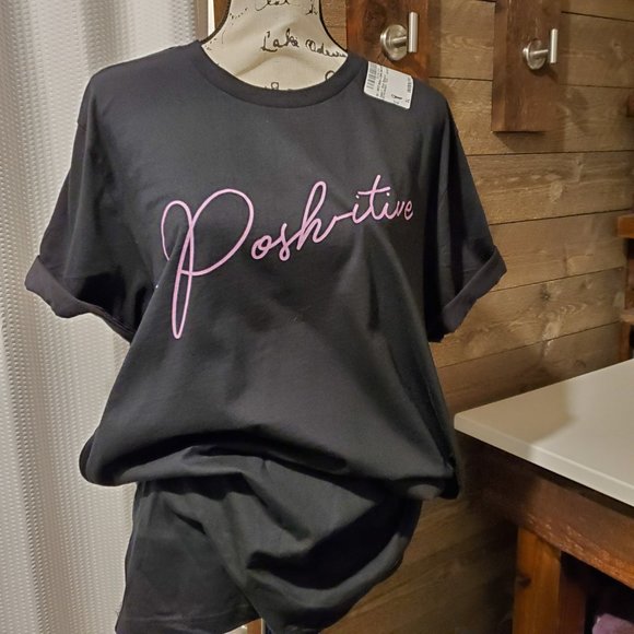 Whip_Me_Wear Tops - Poshitive T-shirt Bella Canva 3001C XL Black